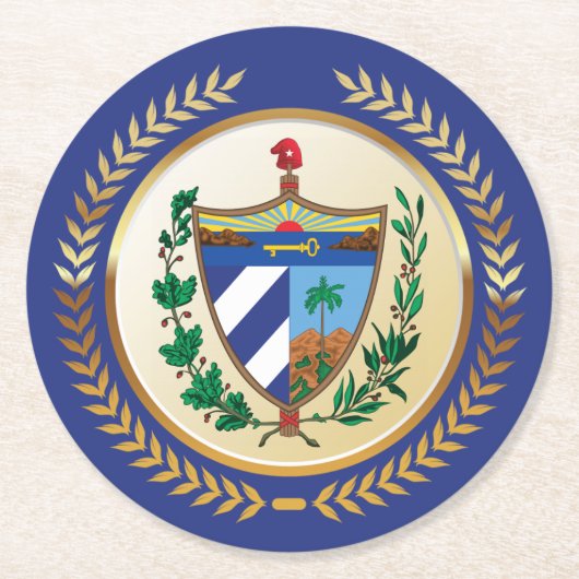 キューバの紋章 ラウンドペーパーコースター (正面)