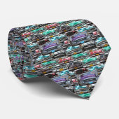 キューバの紫色およびティール(緑がかった色)の車 ネクタイ (ロール)