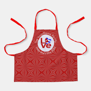キューバの赤いLOVEフラグカスタマイズ商品 エプロン