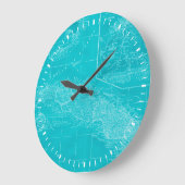 キューバの青い地図 ラージ壁時計 (傾斜)