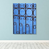 キューバの青の鉄の門パターン キャンバスプリント (インサイチュ (ウッドフロア))