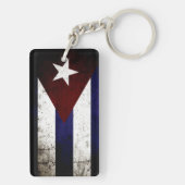 キューバの黒くグランジな旗 キーホルダー (裏面)