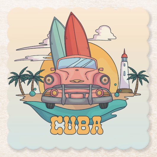 キューバイラストレーション ペーパーコースター (正面)