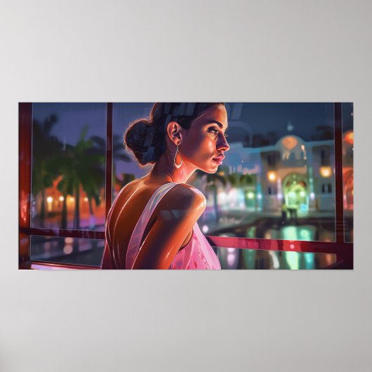 キューバウーマンマイアミ絵画の窓 ポスター (正面)