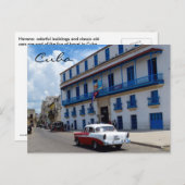 キューバクラシックの自動車カラフル建築 ポストカード (正面/裏面)