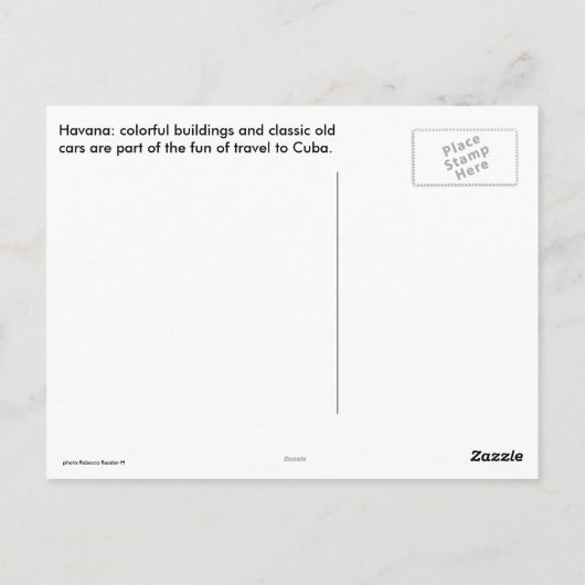 キューバクラシックの自動車カラフル建築 ポストカード (裏面)