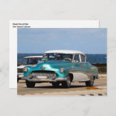 キューバクラシックターコイズとホワイトセダンの車 ポストカード (正面/裏面)