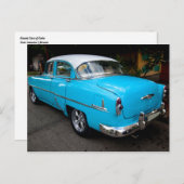 キューバクラシックターコイズタクシーの車 ポストカード (正面/裏面)