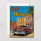 キューバクラシックハバナ通り車カラフル旅行 ポストカード (正面/裏面)