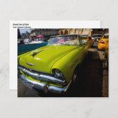 キューバクラシックライムグリーンコンバーチブルの車 ポストカード (正面/裏面)