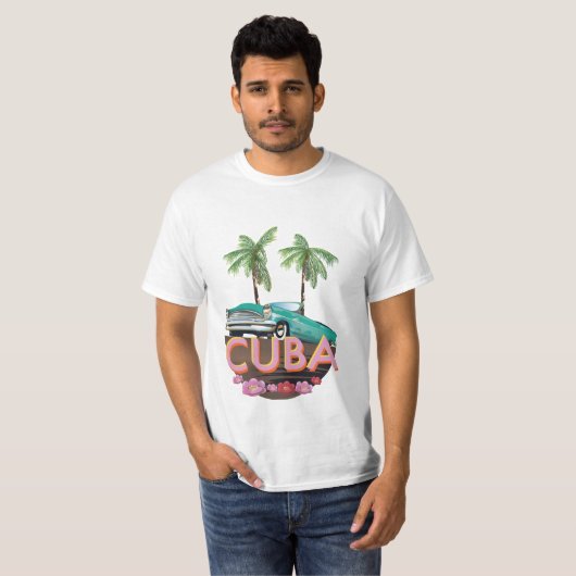キューバクラシック車のロゴ Tシャツ (正面フル)