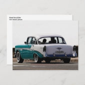 キューバクラシック車2トーンターコイズはがき ポストカード (正面/裏面)