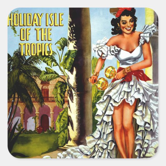 キューバダンサーヴィンテージ旅行 スクエアシール (正面)