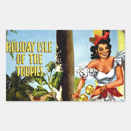 キューバダンサーヴィンテージ旅行 長方形シール (正面)