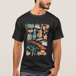 キューバハバナシガーラムルカリブのンバコロニアル Tシャツ