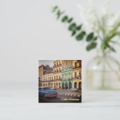 キューバハバナヴィンテージクラシック車の街並 スクエア名刺 (スタンド正面)