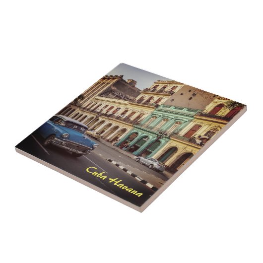 キューバハバナヴィンテージクラシック車の街並 タイル (側面)