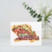 キューバハバナ水彩画のスケッチヴィンテージスタイル ポストカード (スタンド正面)