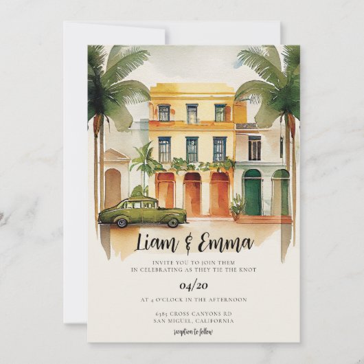 キューバハバナ結婚式招待状行先結婚式 招待状 (正面)