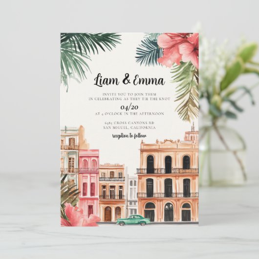 キューバハバナ結婚式招待状行先結婚式 招待状 (スタンド正面)