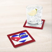 キューバハート国旗 スクエアペーパーコースター (インサイチュ)