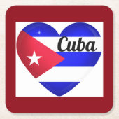 キューバハート国旗 スクエアペーパーコースター (正面)