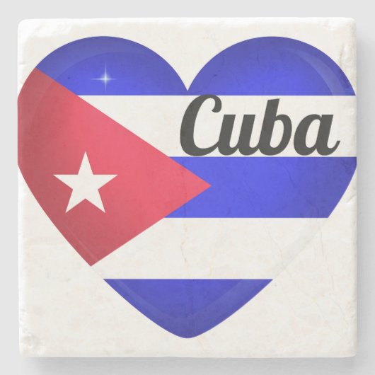 キューバハート国旗 ストーンコースター (正面)