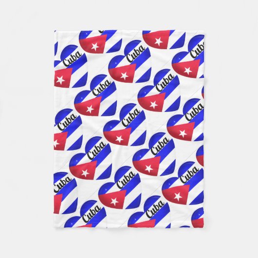 キューバハート国旗 フリースブランケット (正面)
