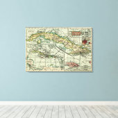 キューバパノラママップキューバ キャンバスプリント (インサイチュ (ウッドフロア))