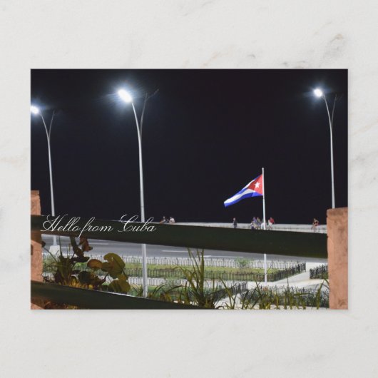キューバマレコンナイトシーウォール写真 ポストカード (正面)