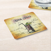 キューバライベバーテンドリンクレシピ スクエアペーパーコースター (アングル)