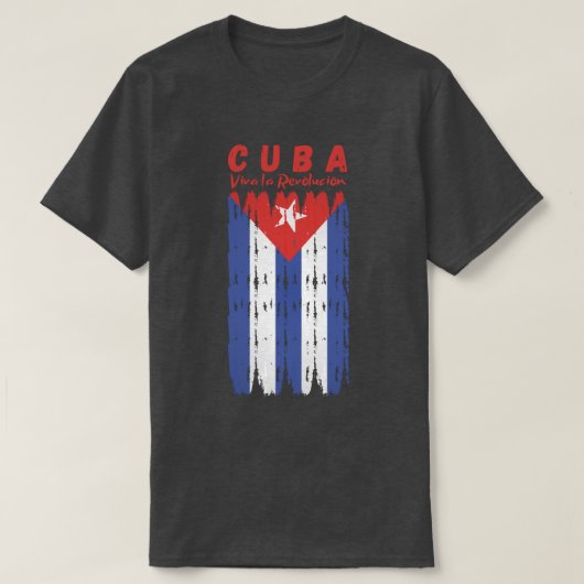キューバレトロ国旗ビバラ革命 Tシャツ (デザイン正面)