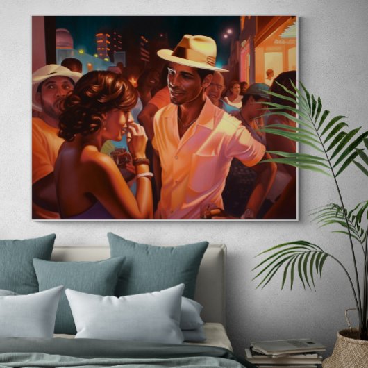 キューバンズトーキングマイアミ屋外絵画夜 ポスター