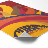 キューバヴィンテージトラベルプリント、レトロカラフルサン ポスター (角)