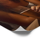 キューバ人と若い女性の酒を飲む絵画男 ポスター (角)