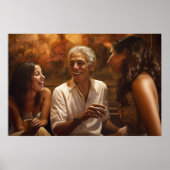 キューバ人と若い女性の酒を飲む絵画男 ポスター (正面)