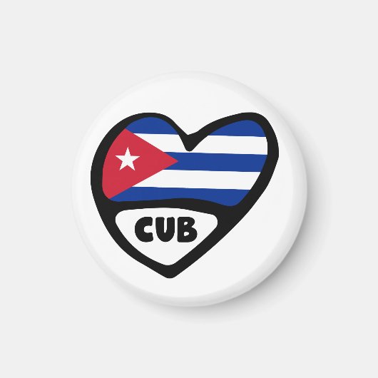 キューバ国コード国旗のハート、CUB マグネット (正面)