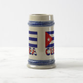 キューバ国旗と単語ダークブルーストライプの ビールジョッキ (中央)