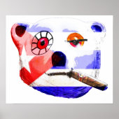 キューバ国旗と葉巻とキューバのテディベア ポスター (正面)