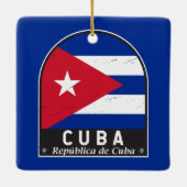 キューバ国旗のエンブレム動揺してヴィンテージ セラミックオーナメント (裏面)