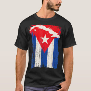キューバ国旗のサポートキューバ国地図グラフィックキューバF Tシャツ