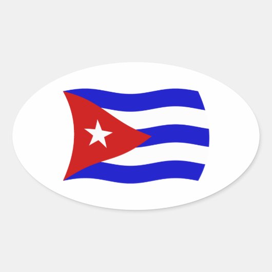 キューバ国旗のシール 楕円形シール (正面)
