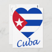 キューバ国旗のハート ポストカード (正面/裏面)