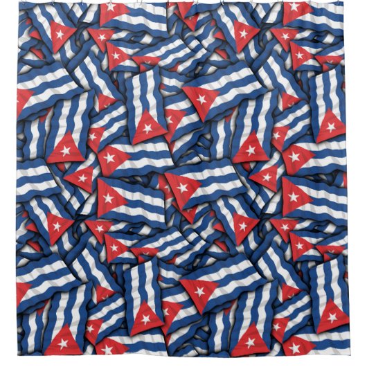 キューバ国旗のパターン シャワーカーテン (正面)