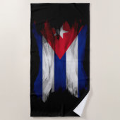 キューバ国旗のブラシのストローク、国旗 ビーチタオル (正面)