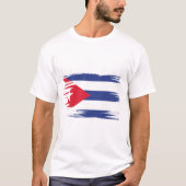 キューバ国旗のブラシアート Tシャツ (正面)