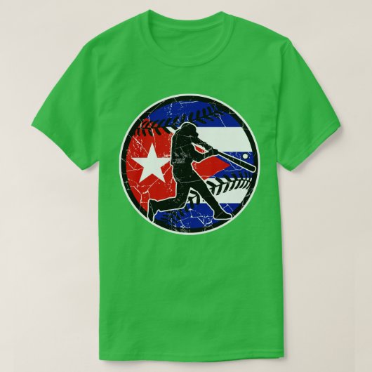 キューバ国旗の打者キューバ野球ファン Tシャツ (デザイン正面)
