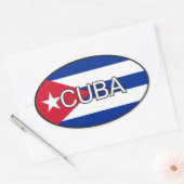 キューバ国旗の楕円 楕円形シール (封筒)