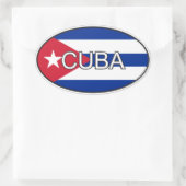 キューバ国旗の楕円 楕円形シール (バッグ)