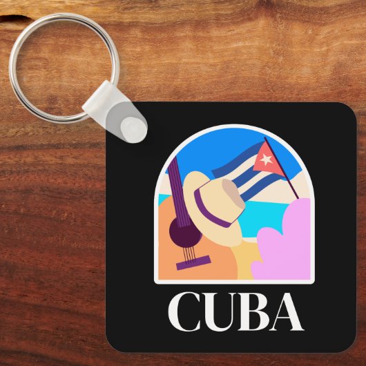 キューバ国旗サルサヴィンテージ キーホルダー (正面)